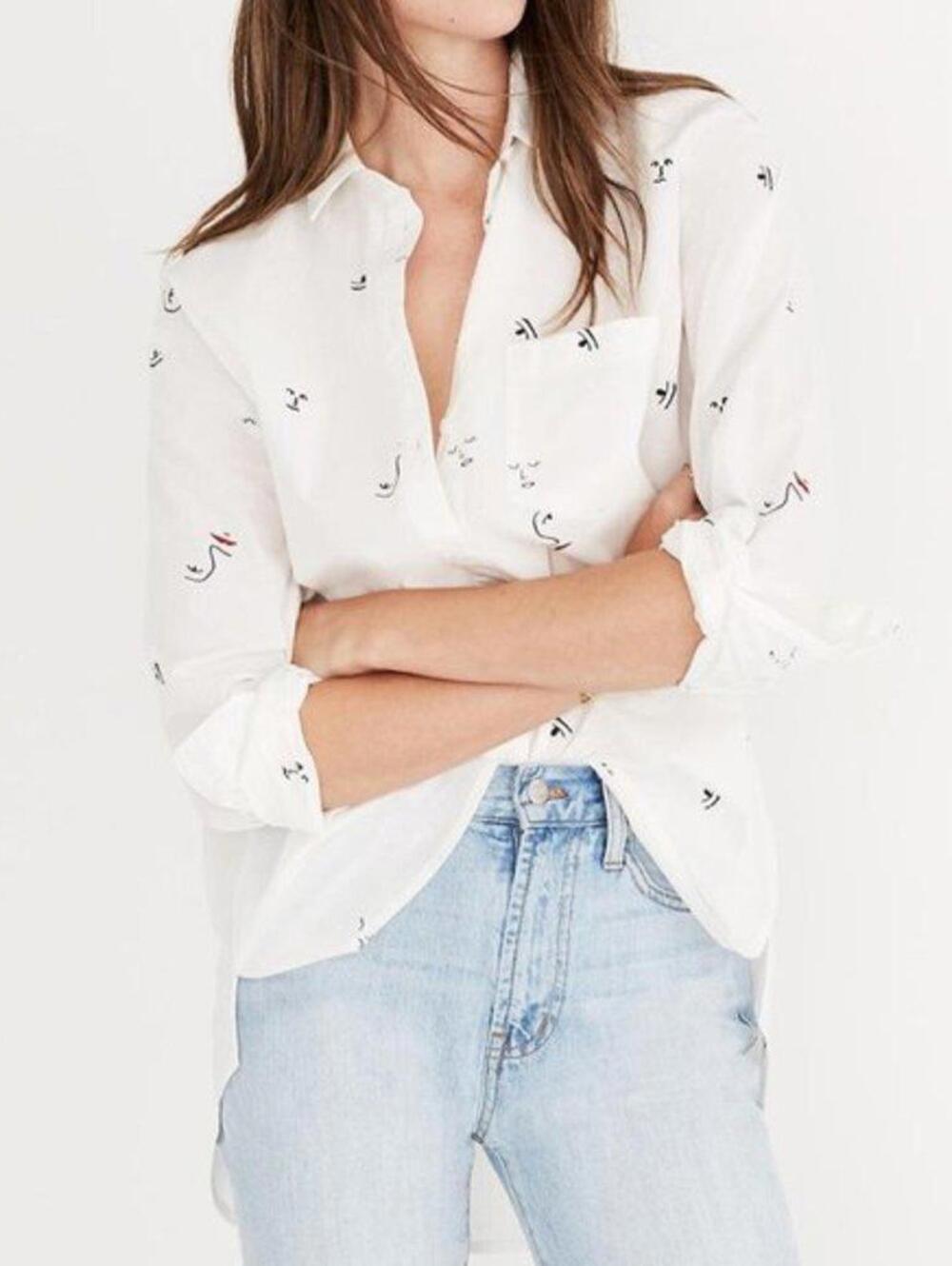 Madewell Oversized Ex-Boyfriend Shirt in Making Faces - Picture 9 of 9